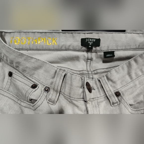 J. Crew Stretch Women's Toothpick Jeans, 5-Pocket, 98% Cotton, Gray, Size 25 - Picture 5 of 7